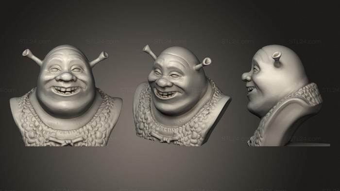 Бюсты монстры и герои (Шрек, BUSTH_1667) 3D модель для ЧПУ станка